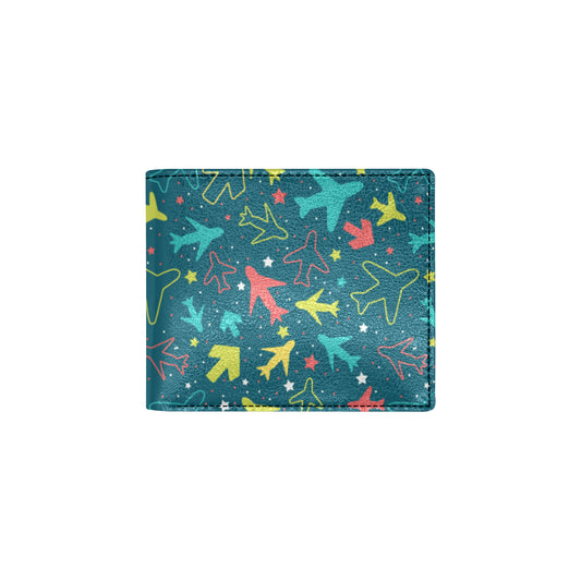 Airplane Pattern Print Design 05 Men's ID Card Wallet