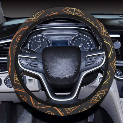 Gold African Design Steering Wheel Cover with Elastic Edge