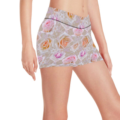 Rose Pattern Print Design RO011 Yoga Shorts