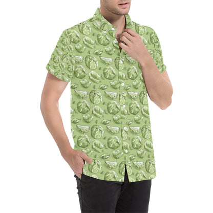 Brussels Sprouts Pattern Print Design 01 Men's Short Sleeve Button Up Shirt