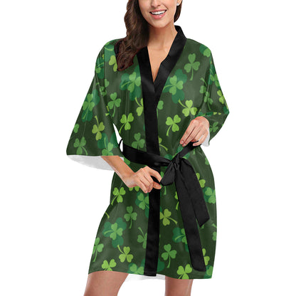 Irish Pattern Print Design 03 Women's Short Kimono