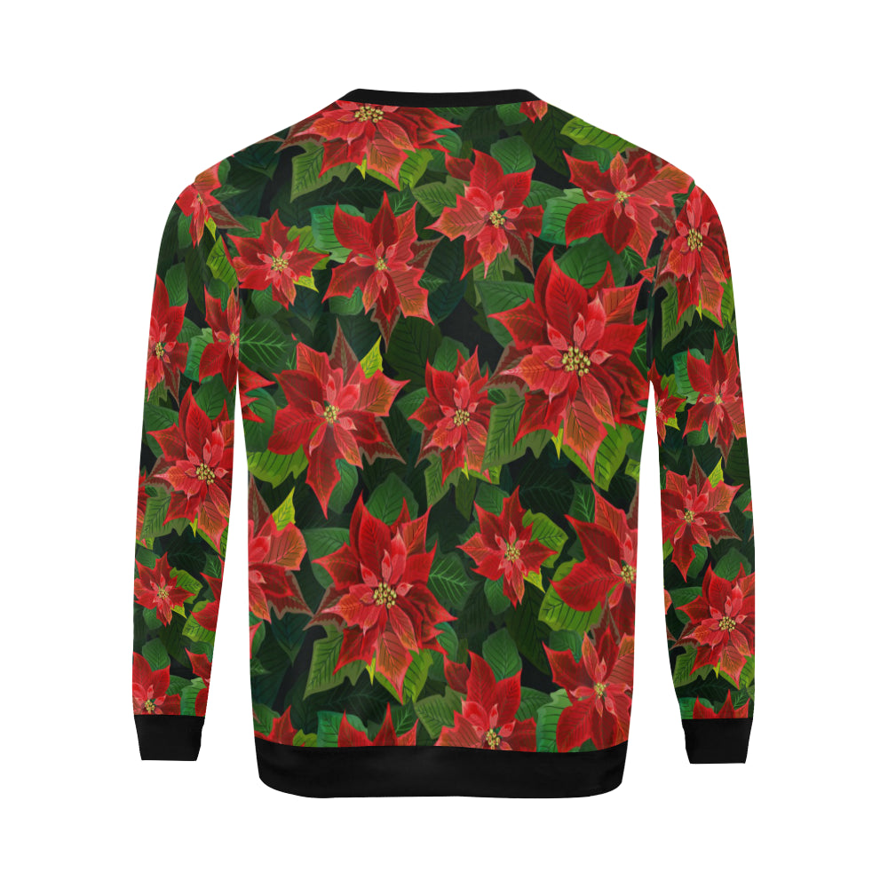 Poinsettia Pattern Print Design POT04 Men Long Sleeve Sweatshirt