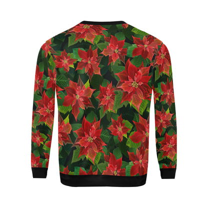 Poinsettia Pattern Print Design POT04 Men Long Sleeve Sweatshirt