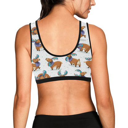 Moose Cute Pattern Print Design 01 Sports Bra