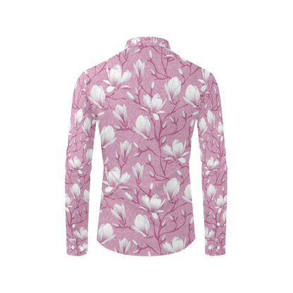 Magnolia Pattern Print Design MAG05 Men's Long Sleeve Shirt