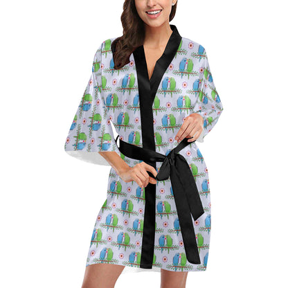 Budgerigar Pattern Print Design 05 Women's Short Kimono