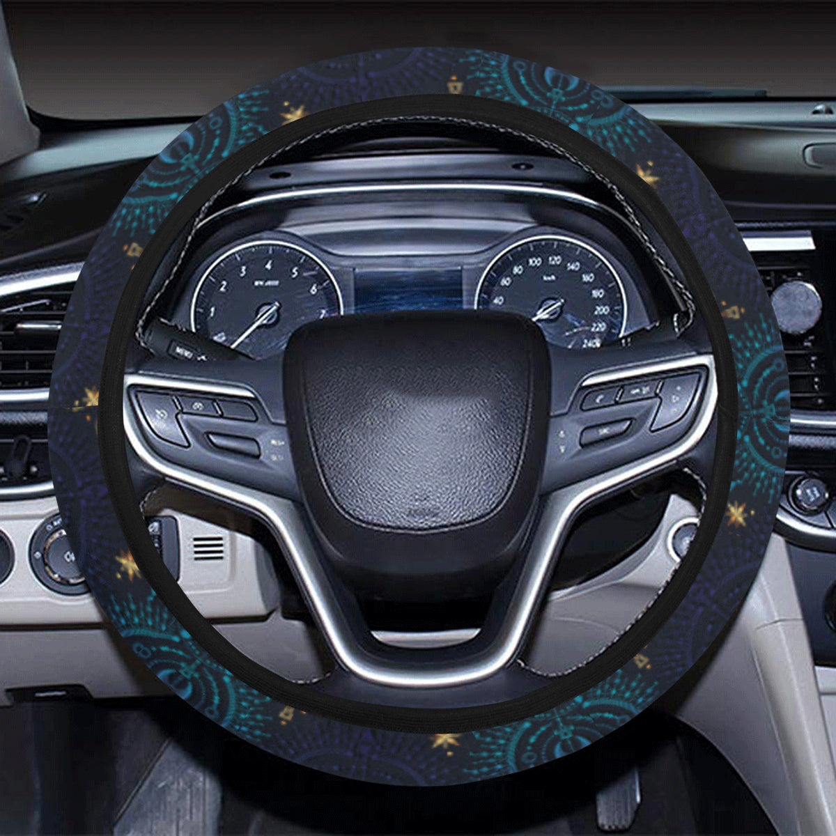 Celestial Pattern Print Design 06 Steering Wheel Cover with Elastic Edge