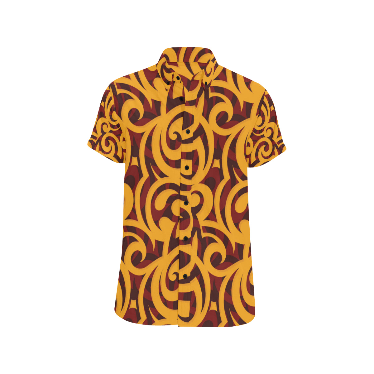 Maori Pattern Print Design 02 Men's Short Sleeve Button Up Shirt