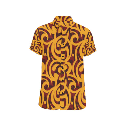 Maori Pattern Print Design 02 Men's Short Sleeve Button Up Shirt