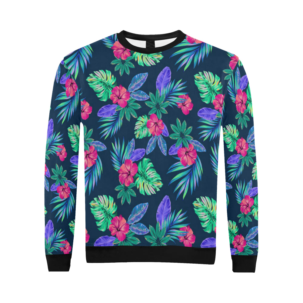 Tropical Flower Pattern Print Design TF09 Men Long Sleeve Sweatshirt