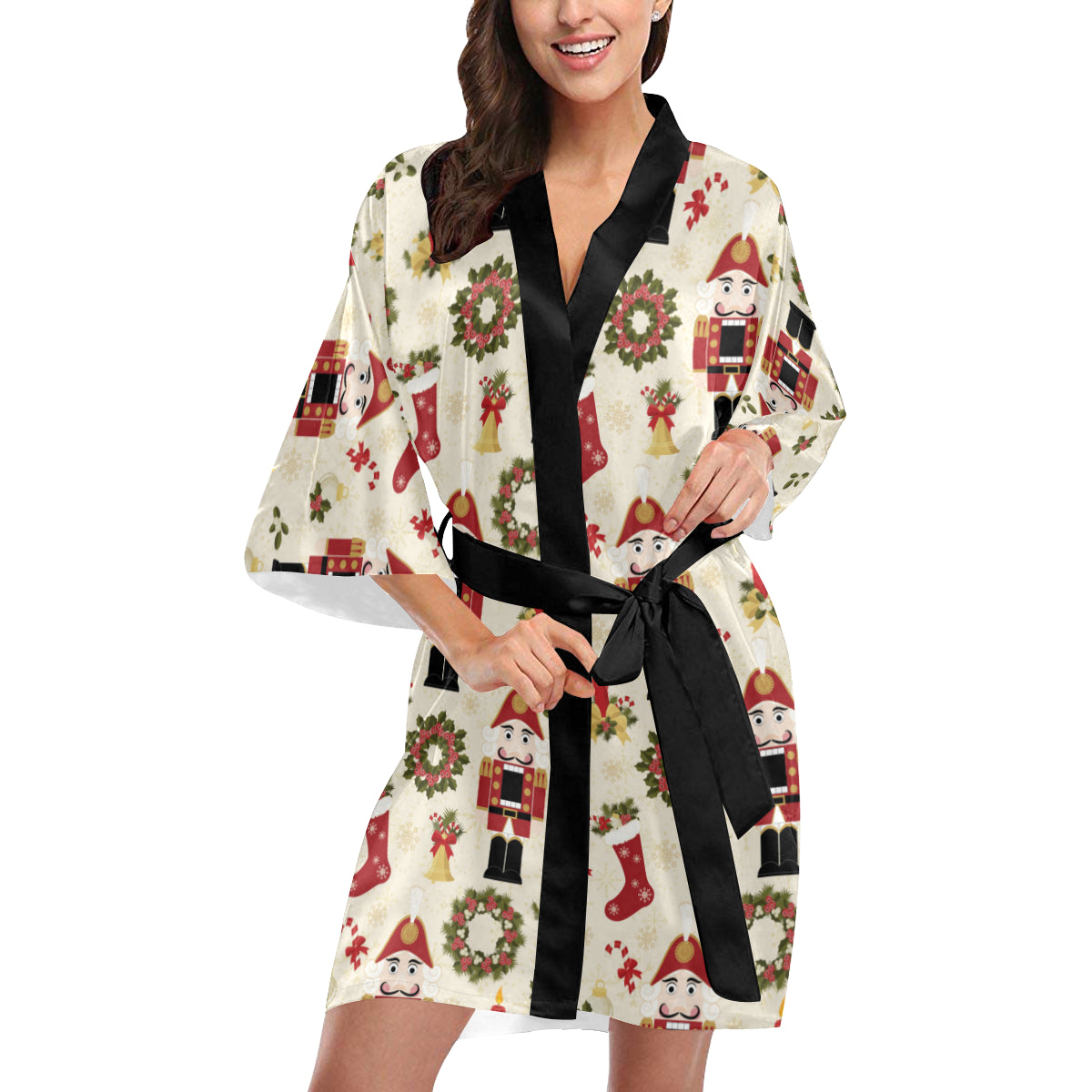 Nutcracker Pattern Print Design A01 Women's Short Kimono