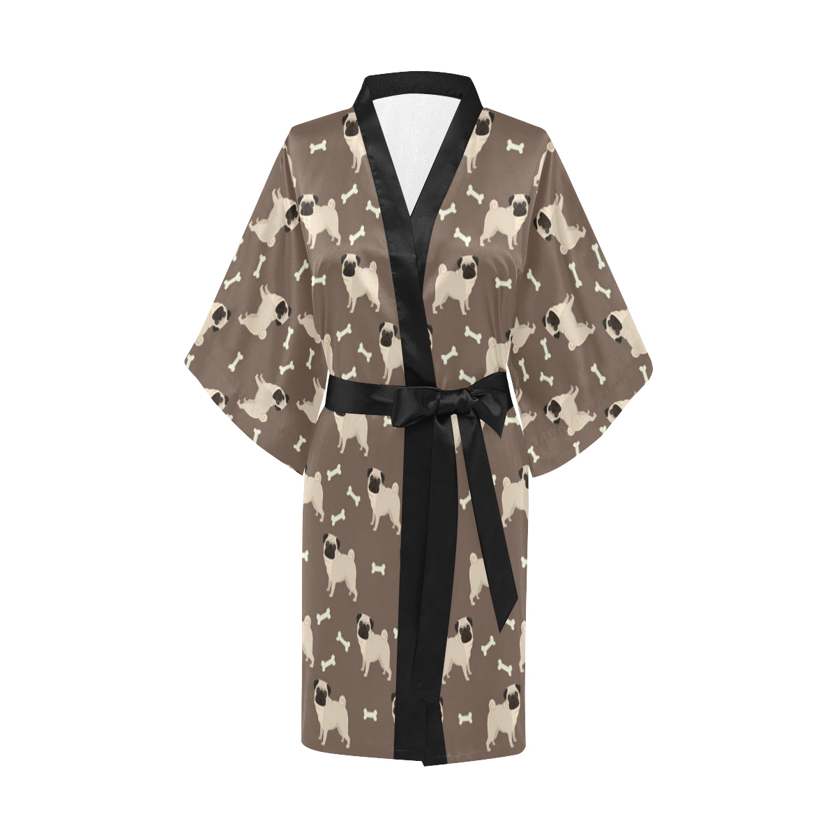 Pug Pattern Print Design A02 Women's Short Kimono