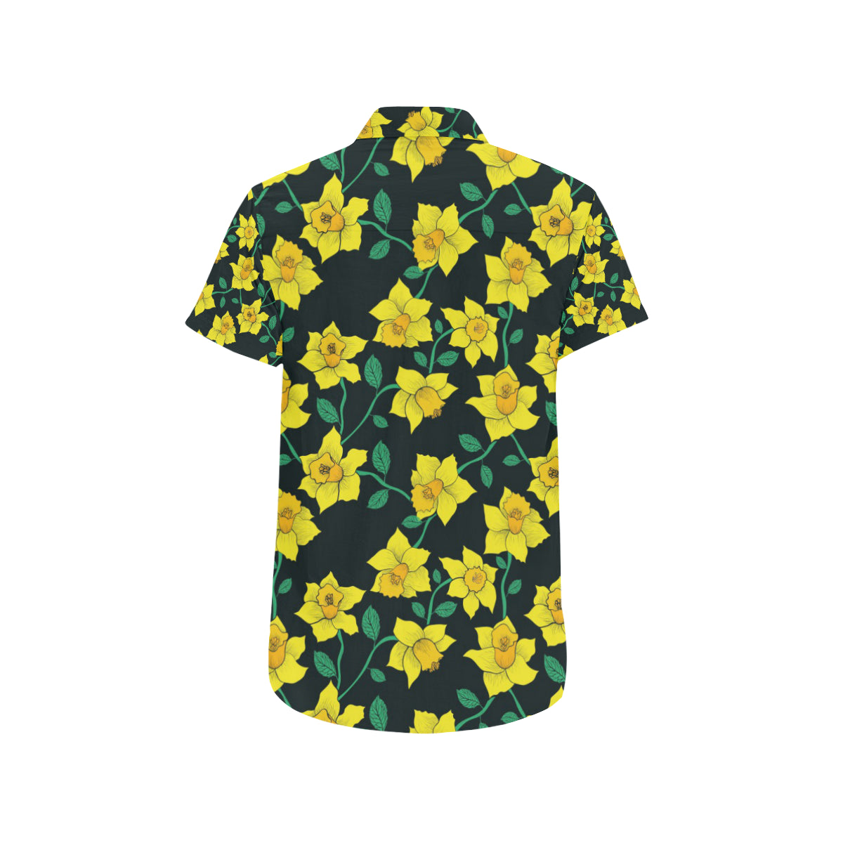 Daffodils Pattern Print Design DF03 Men's Short Sleeve Button Up Shirt