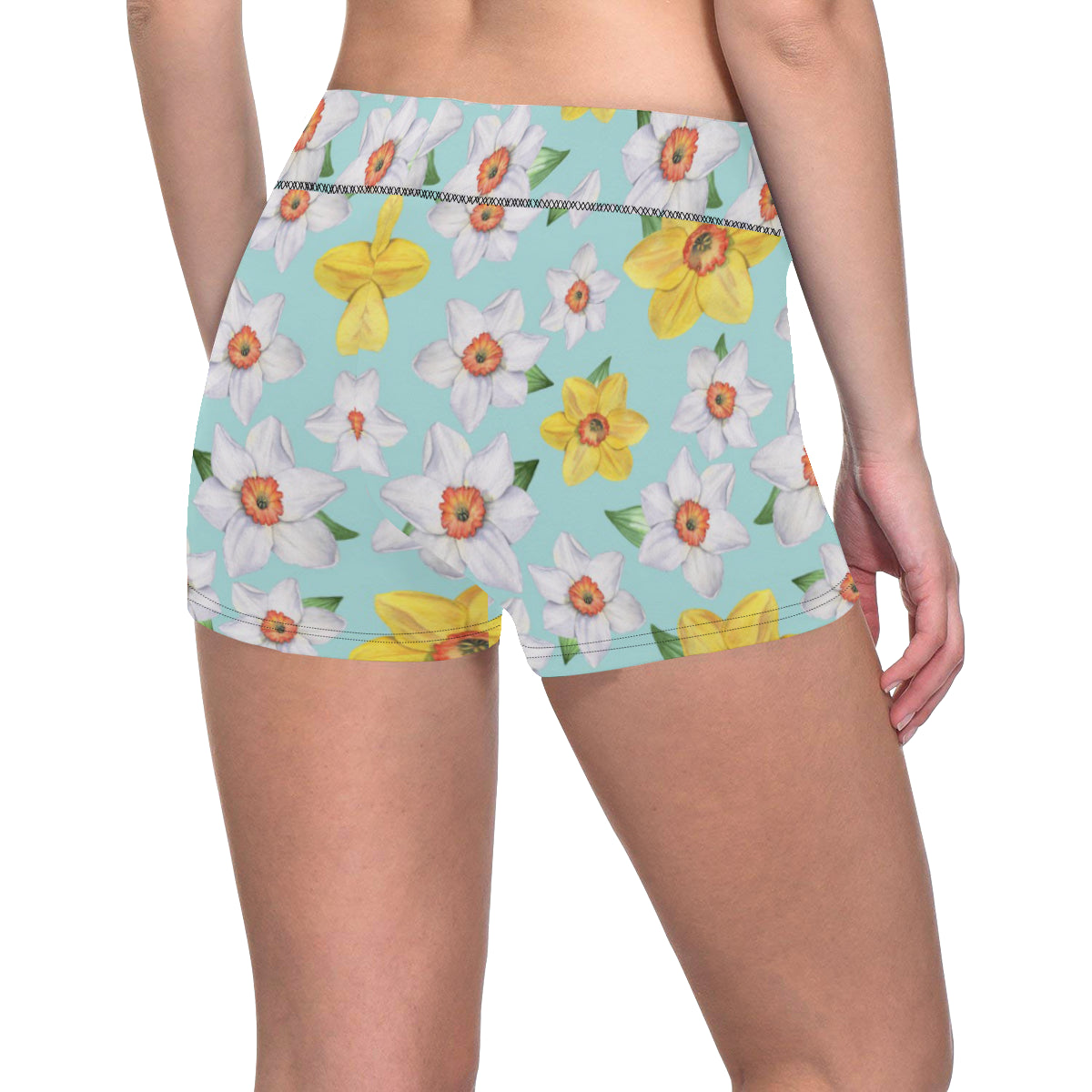 Daffodils Pattern Print Design DF07 Yoga Shorts