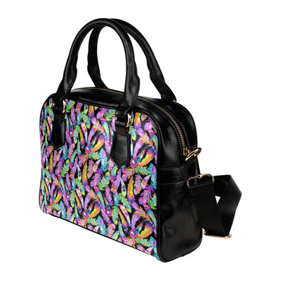 Neon Feather Pattern Print Design A02 Shoulder Handbag