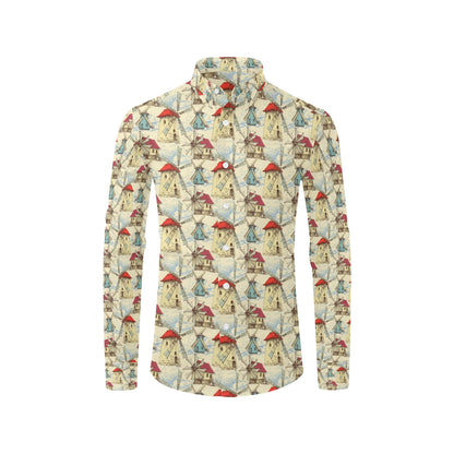 Windmill Pattern Print Design 01 Men's Long Sleeve Shirt