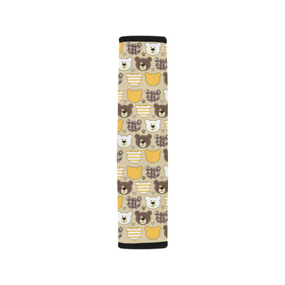 Bear PatchworkPattern Print Design 01 Car Seat Belt Cover
