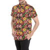 Daisy Gerbera Print Pattern Men's Short Sleeve Button Up Shirt