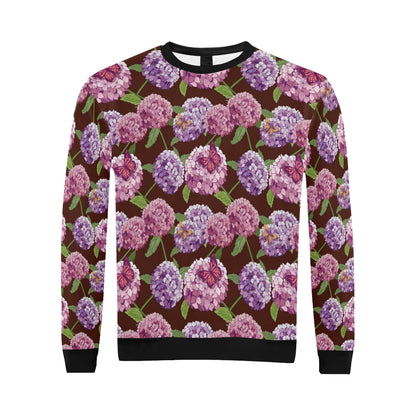 Hydrangea Pattern Print Design HD08 Men Long Sleeve Sweatshirt