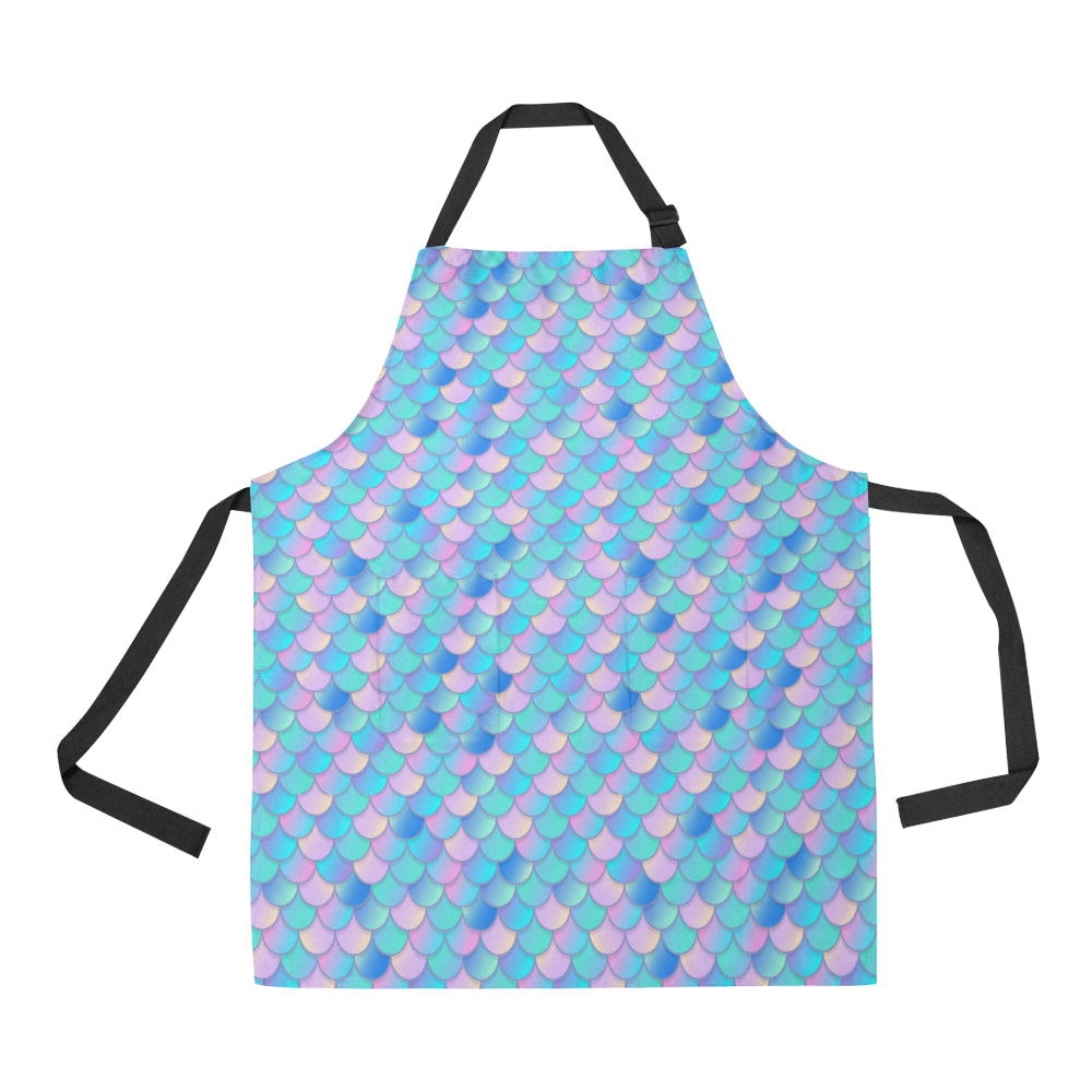 Mermaid Scales Pastel Pattern Print Design 07 Apron with Pocket