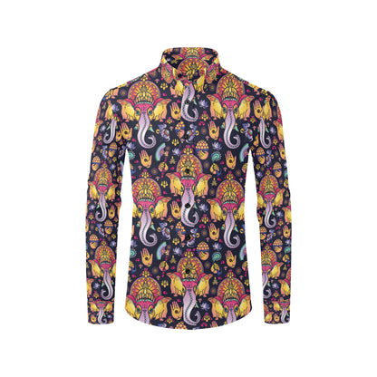 Ganesha Indian Pattern Print Design 03 Men's Long Sleeve Shirt