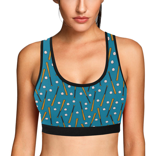 Baseball Pattern Print Design 01 Sports Bra