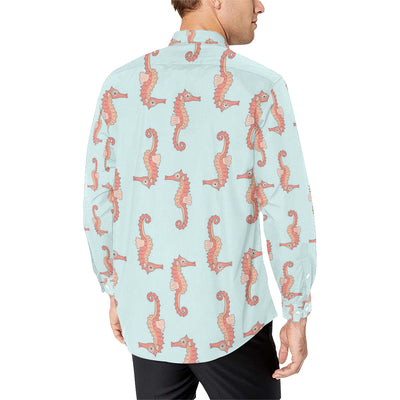 SeaHorse Pattern Print Design 01 Men's Long Sleeve Shirt