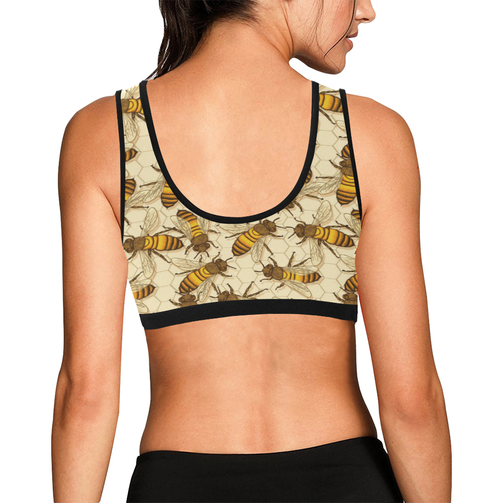 Bee Pattern Print Design BEE05 Sports Bra