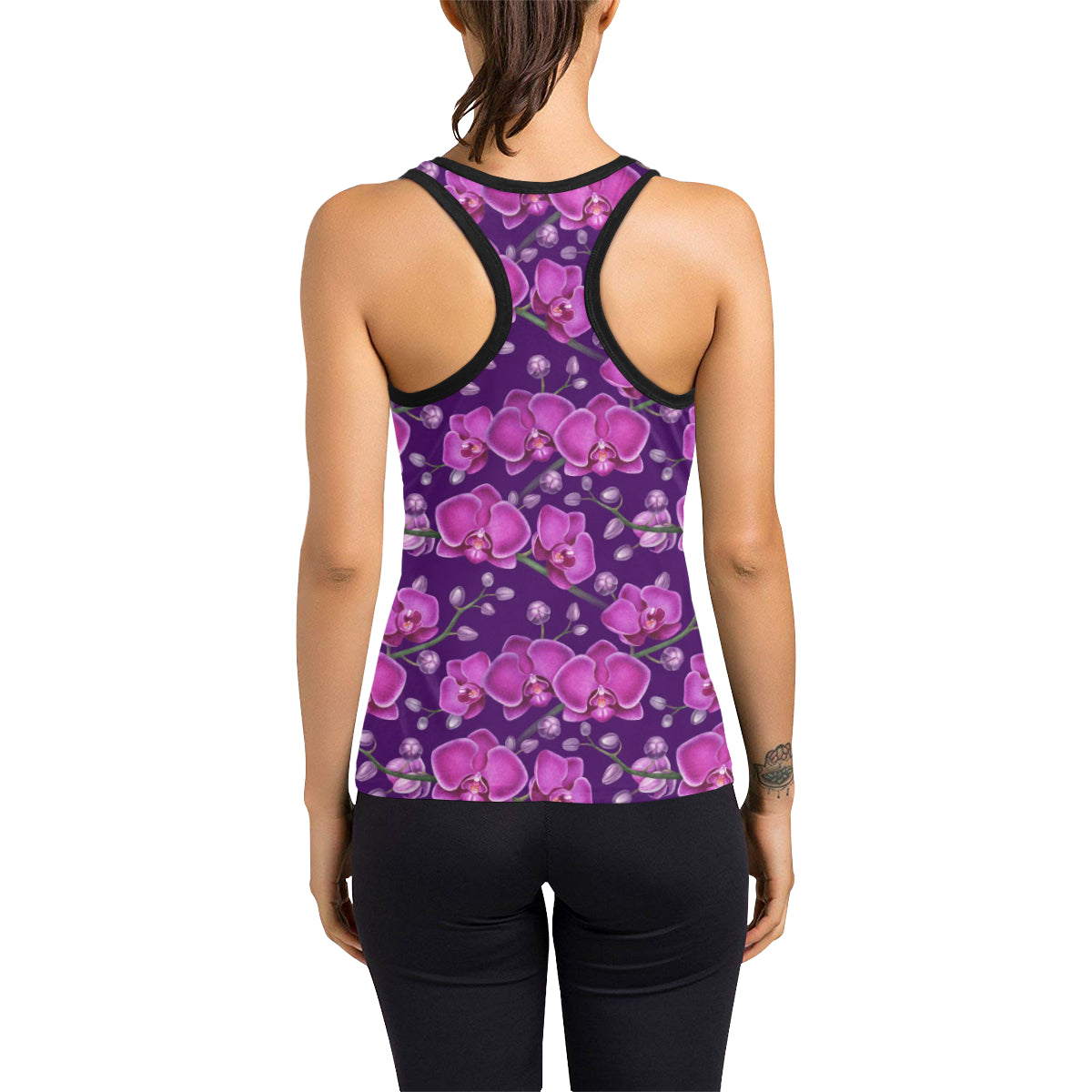 Orchid Purple Pattern Print Design OR02 Women's Racerback Tank Top