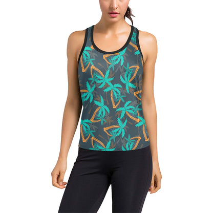 Palm Tree Pattern Print Design PT01 Women's Racerback Tank Top