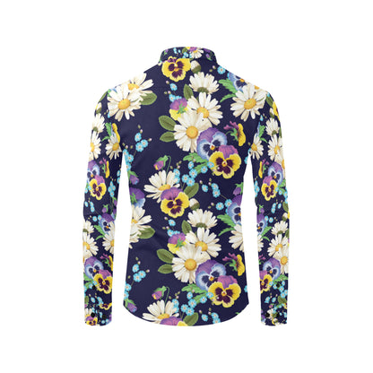 Pansy Pattern Print Design PS03 Men's Long Sleeve Shirt
