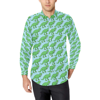 T Rex Pattern Print Design A01 Men's Long Sleeve Shirt