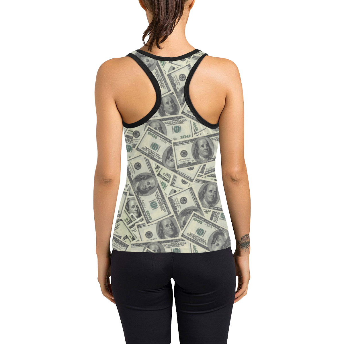Dollar Pattern Print Design DO02 Women's Racerback Tank Top