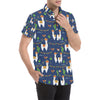 Llama Cactus Pattern Print Design 05 Men's Short Sleeve Button Up Shirt