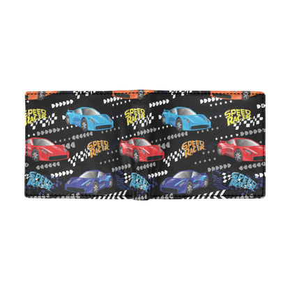 Racing Pattern Print Design A05 Men's ID Card Wallet