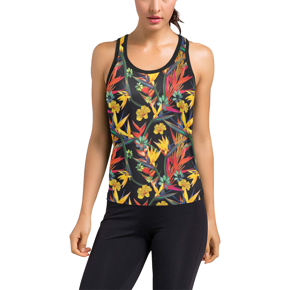 Bird Of Paradise Pattern Print Design BOP016 Women's Racerback Tank Top