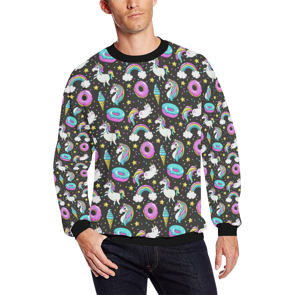 Donut Unicorn Pattern Print Design DN09 Men Long Sleeve Sweatshirt