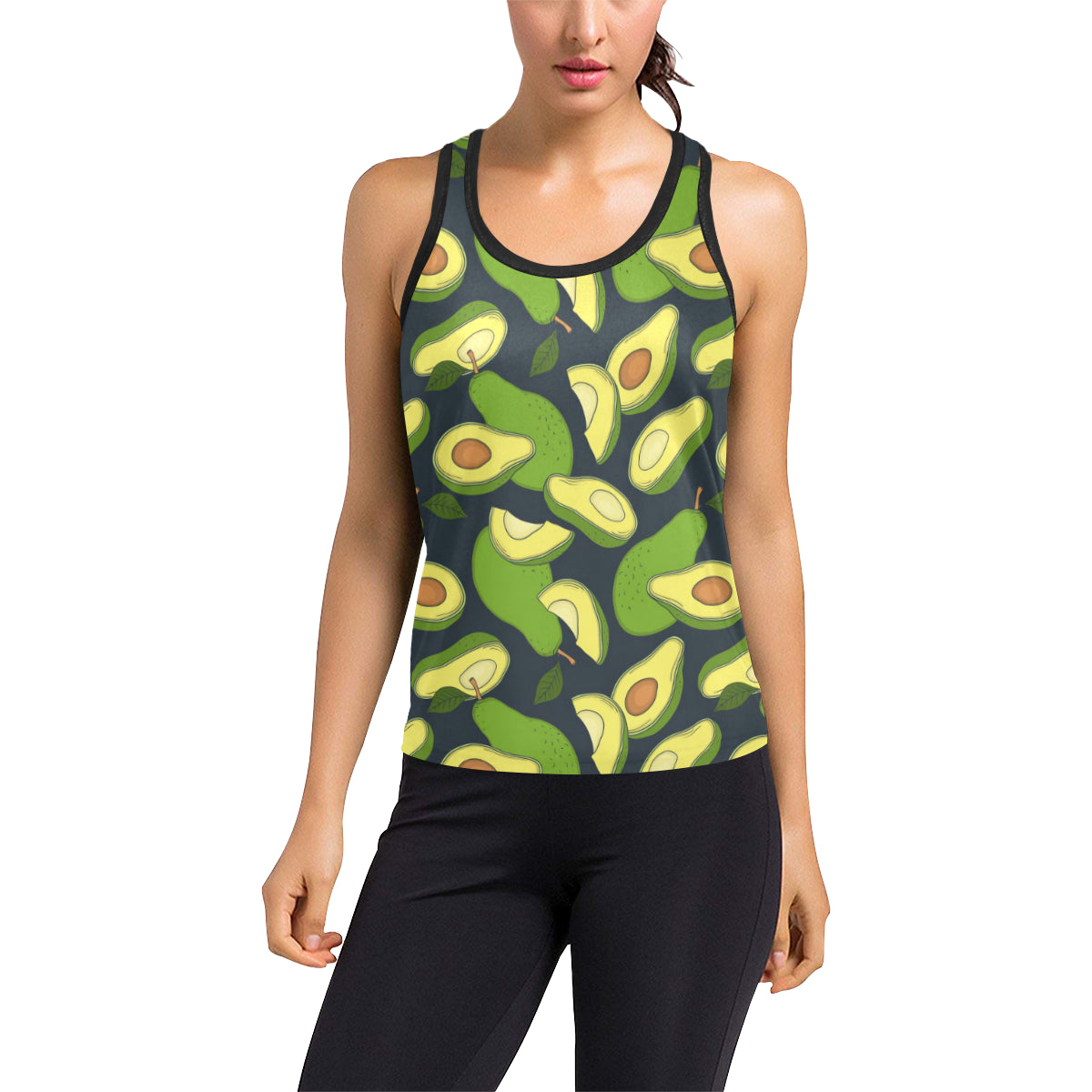 Avocado Pattern Print Design AC013 Women's Racerback Tank Top