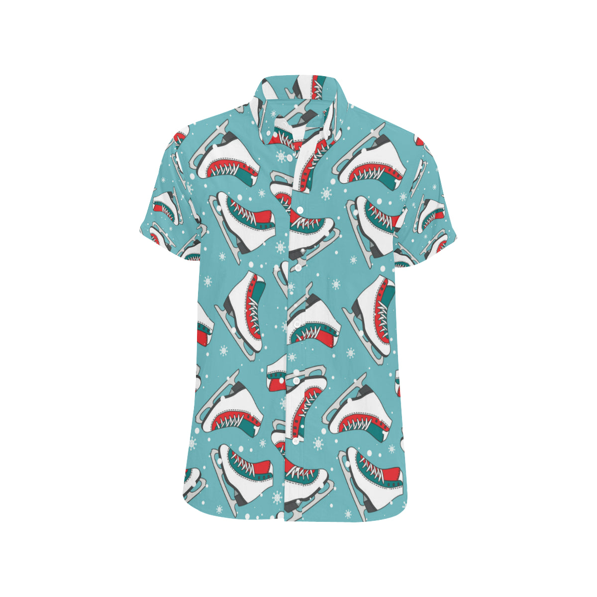 Ice Skate Pattern Print Design 03 Men's Short Sleeve Button Up Shirt