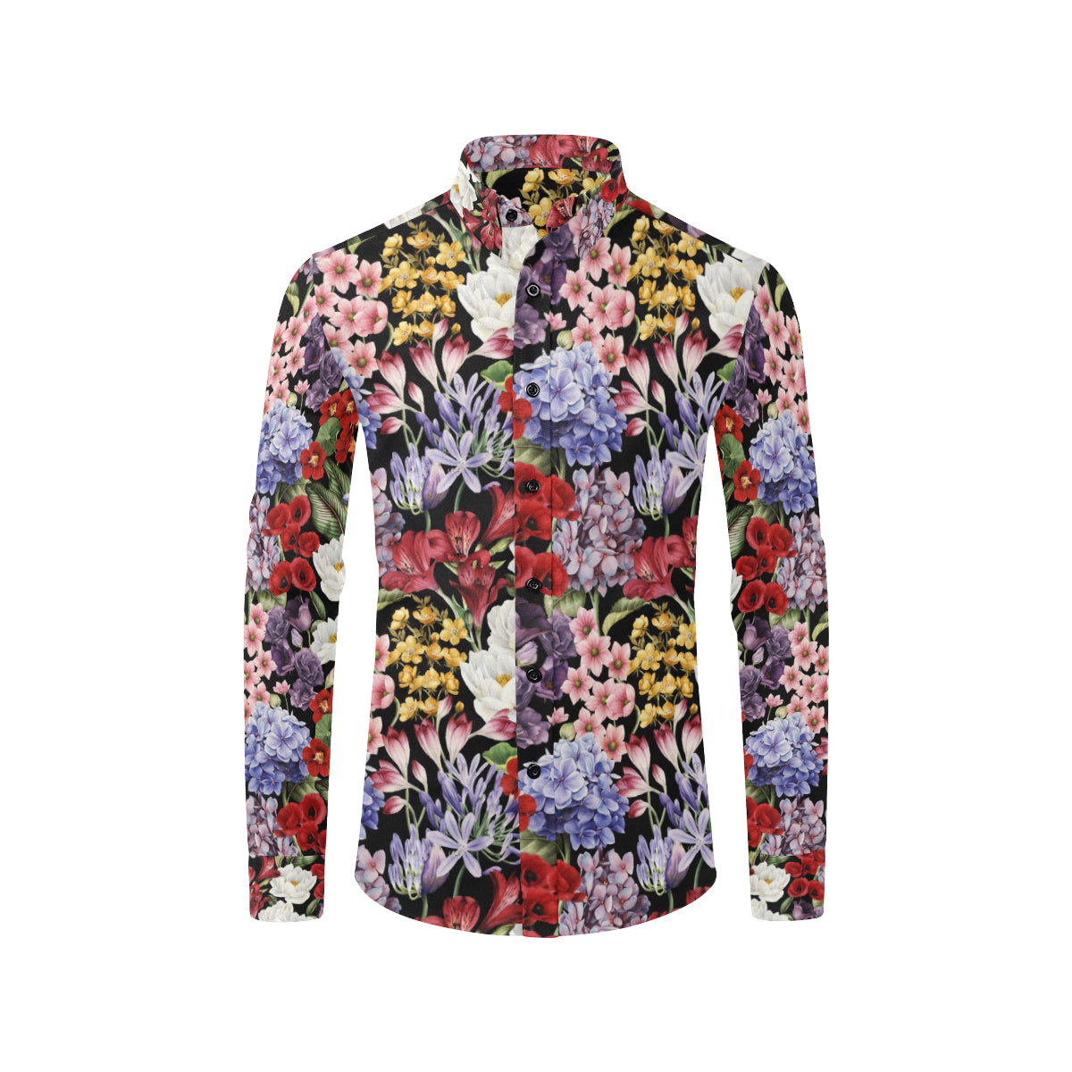 Summer Floral Pattern Print Design SF04 Men's Long Sleeve Shirt