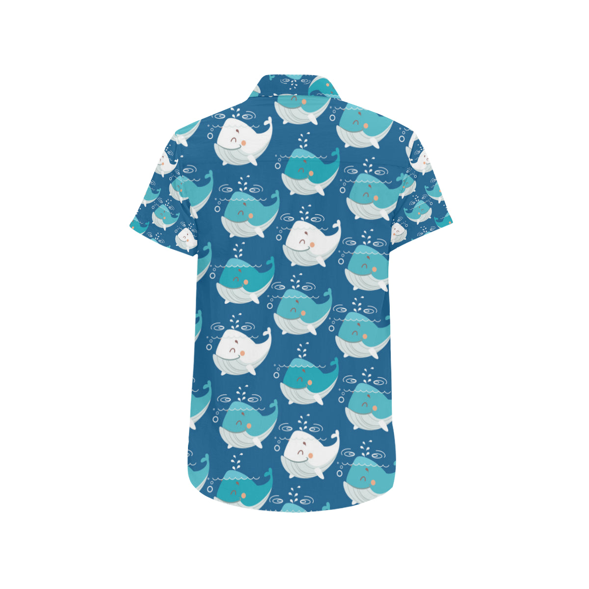 Blue Whale Pattern Print Design 01 Men's Short Sleeve Button Up Shirt