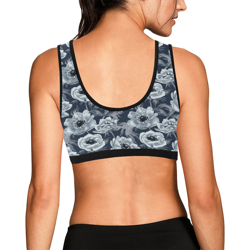 Anemone Pattern Print Design AM09 Sports Bra
