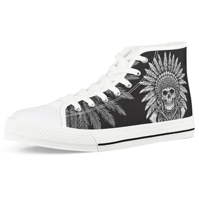 Native American Indian Skull Men High Top Canvas Shoes