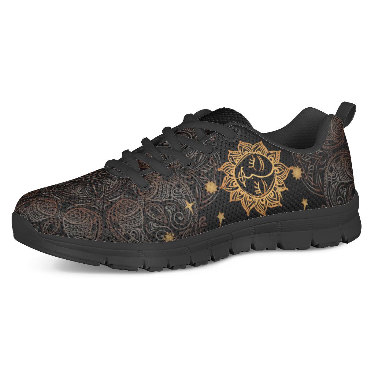 Gold Eye Sun Moon Mandala Women Sneakers Shoes