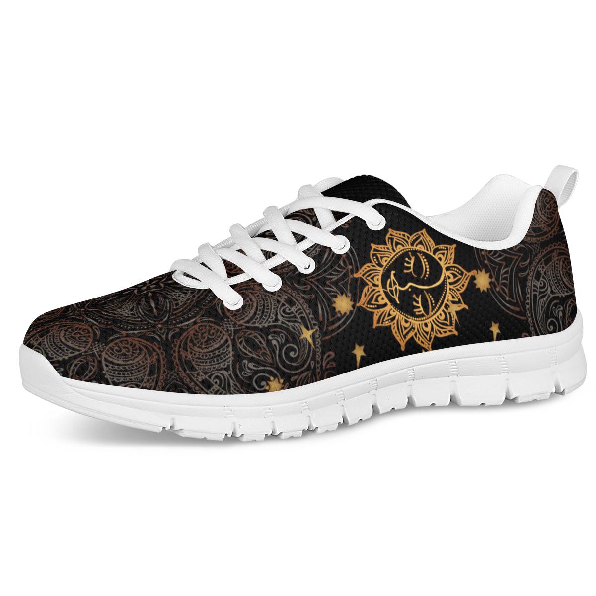 Gold Eye Sun Moon Mandala Women Sneakers Shoes