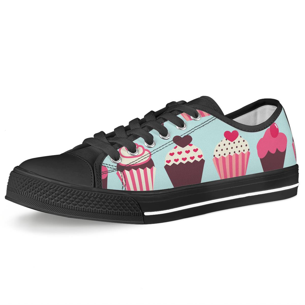 CupCake Print Pattern Women Low Top Shoes
