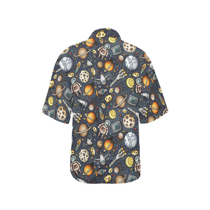Space Pattern Print Women's Hawaiian Shirt