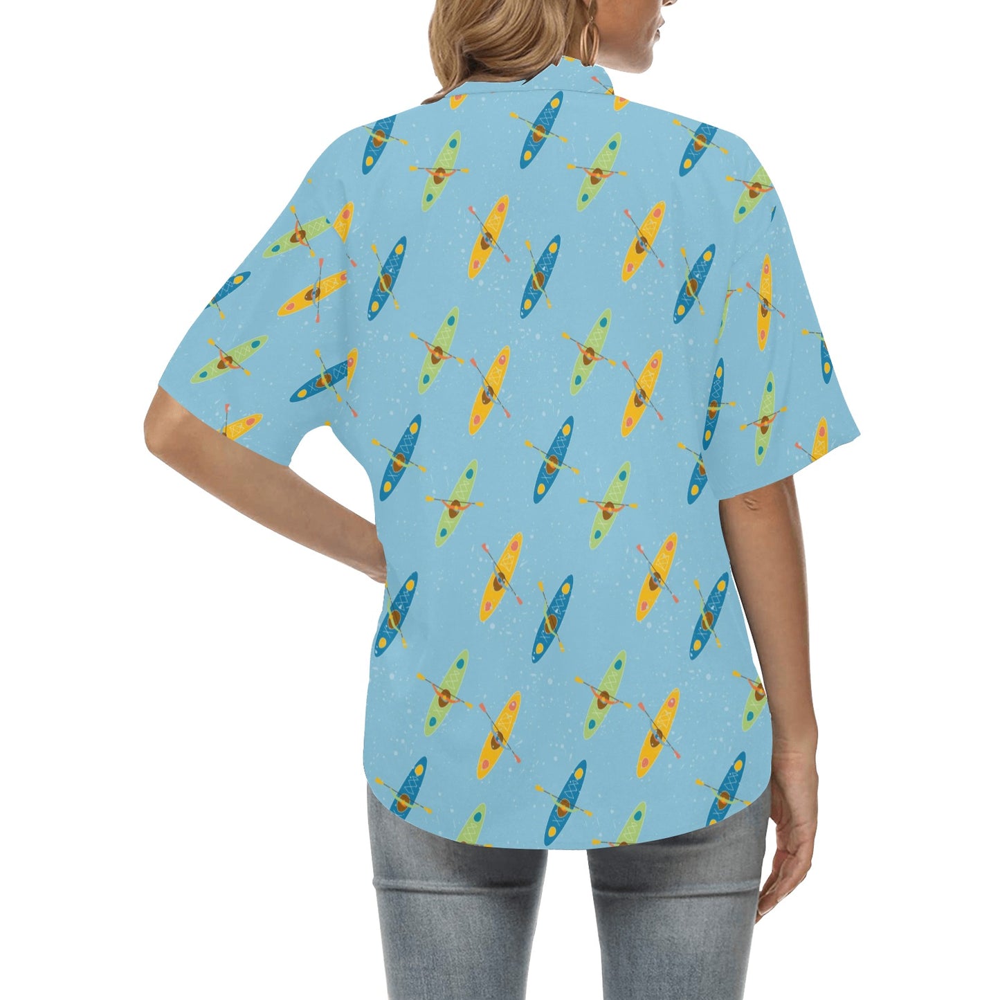 Kayak Pattern Print Design 04 Women's Hawaiian Shirt