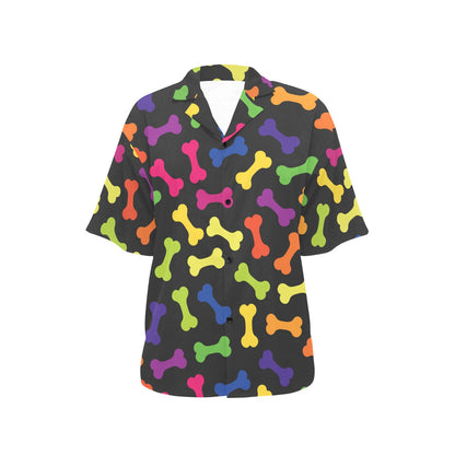 Dog Bone Neon Color Pattern Print Design 02 Women's Hawaiian Shirt