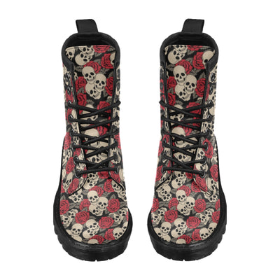 Skull And Roses Print Design LKS301 Women's Boots